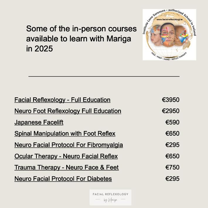 List of courses available in person wexford reflexology